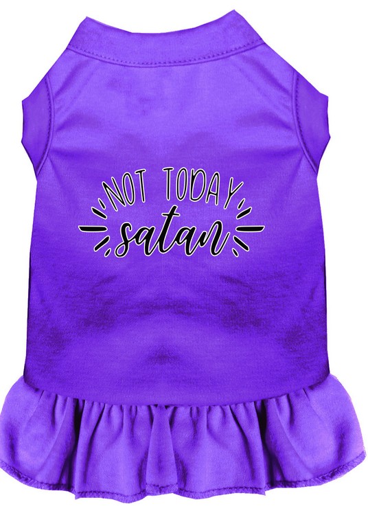 Not Today Satan Screen Print Dog Dress Purple Med